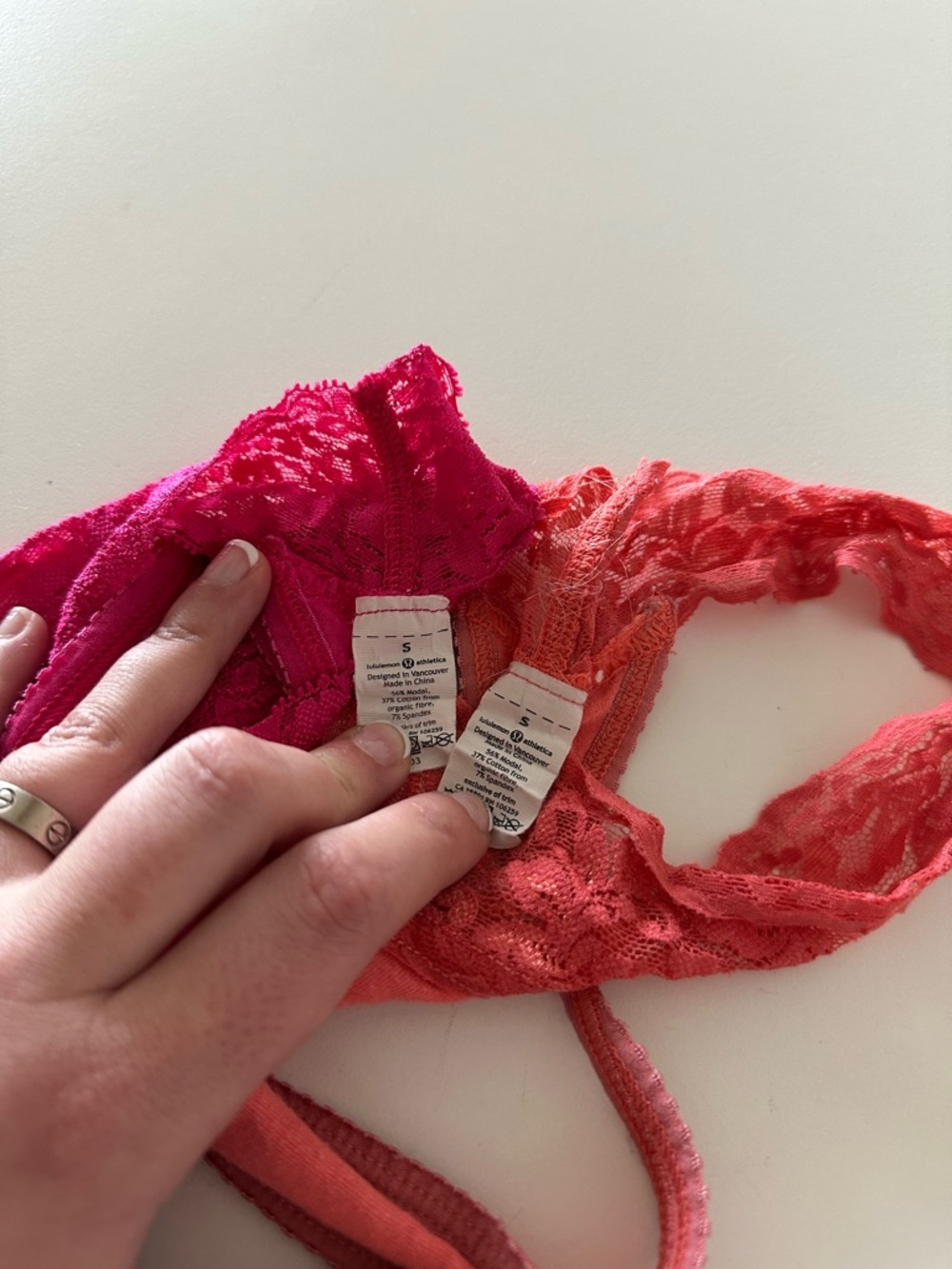 Vintage Y2K Lululemon Lace Thong Panties Bundle Pink S Logo Low Rise Cotton - Picture 5 of 5